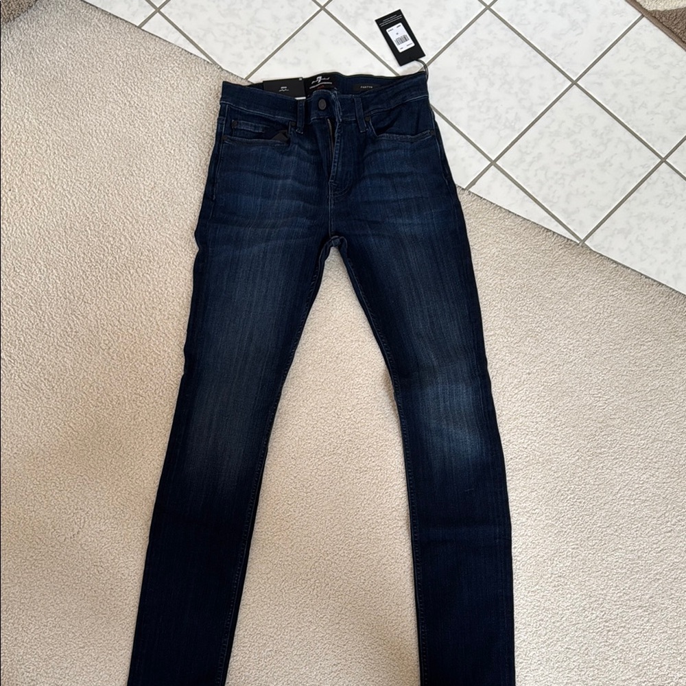 7 For All Mankind Blue Skinny Jeans